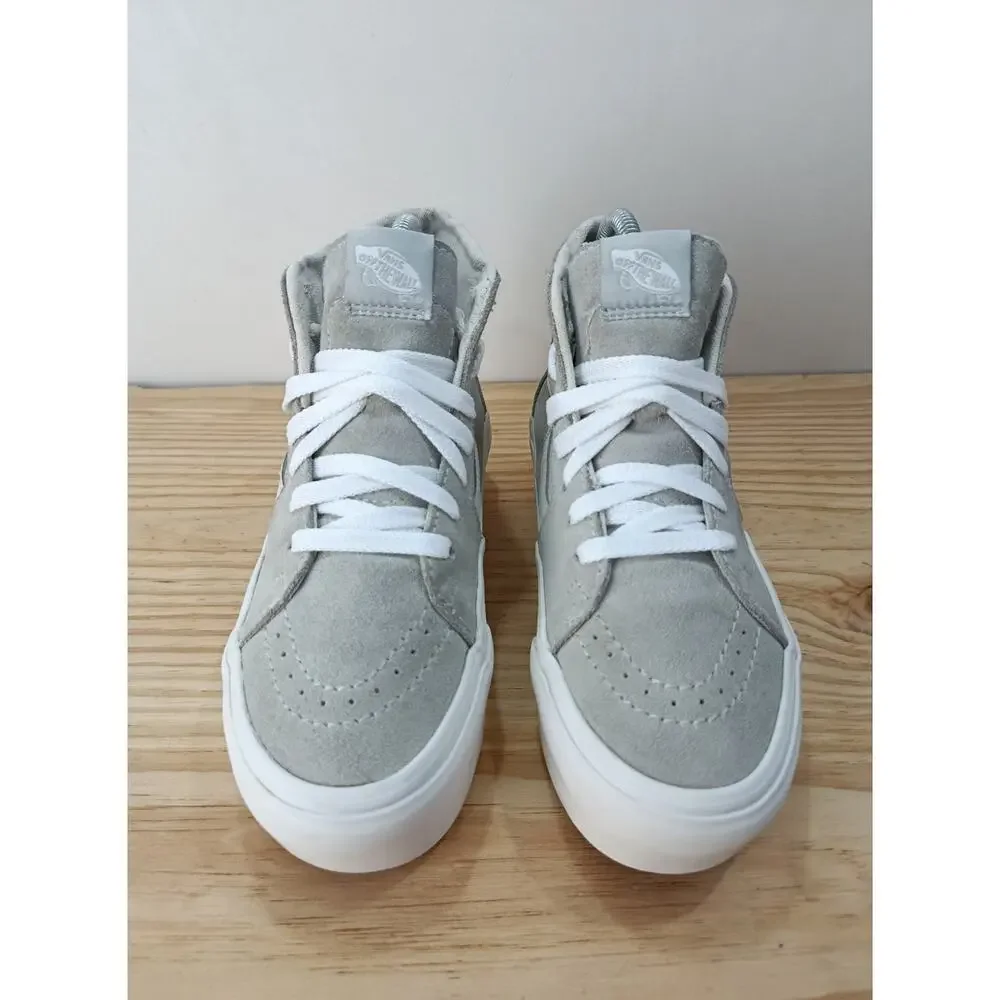 Vans Sk8-Hi Stacked Drizzle Grey Suede Platform High Top Shoes Women's 5.5